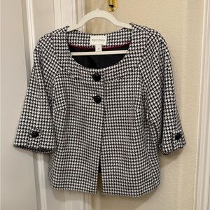 White House Black Market Black and White Blazer with Tailored Silhouette